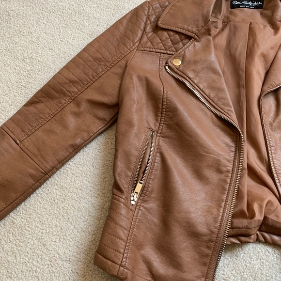 LIGHTLY WORN brown Miss Selfridge leather jacket - Picture 3 of 4